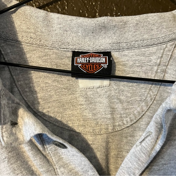 Gray Short Sleeve Harley-Davidson Button Down Polo, Size Large, Arrowhead Peoria - Picture 3 of 5